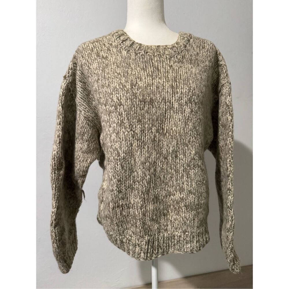 Gap Knit by hand thick 100% wool Shetland chunky sweater L